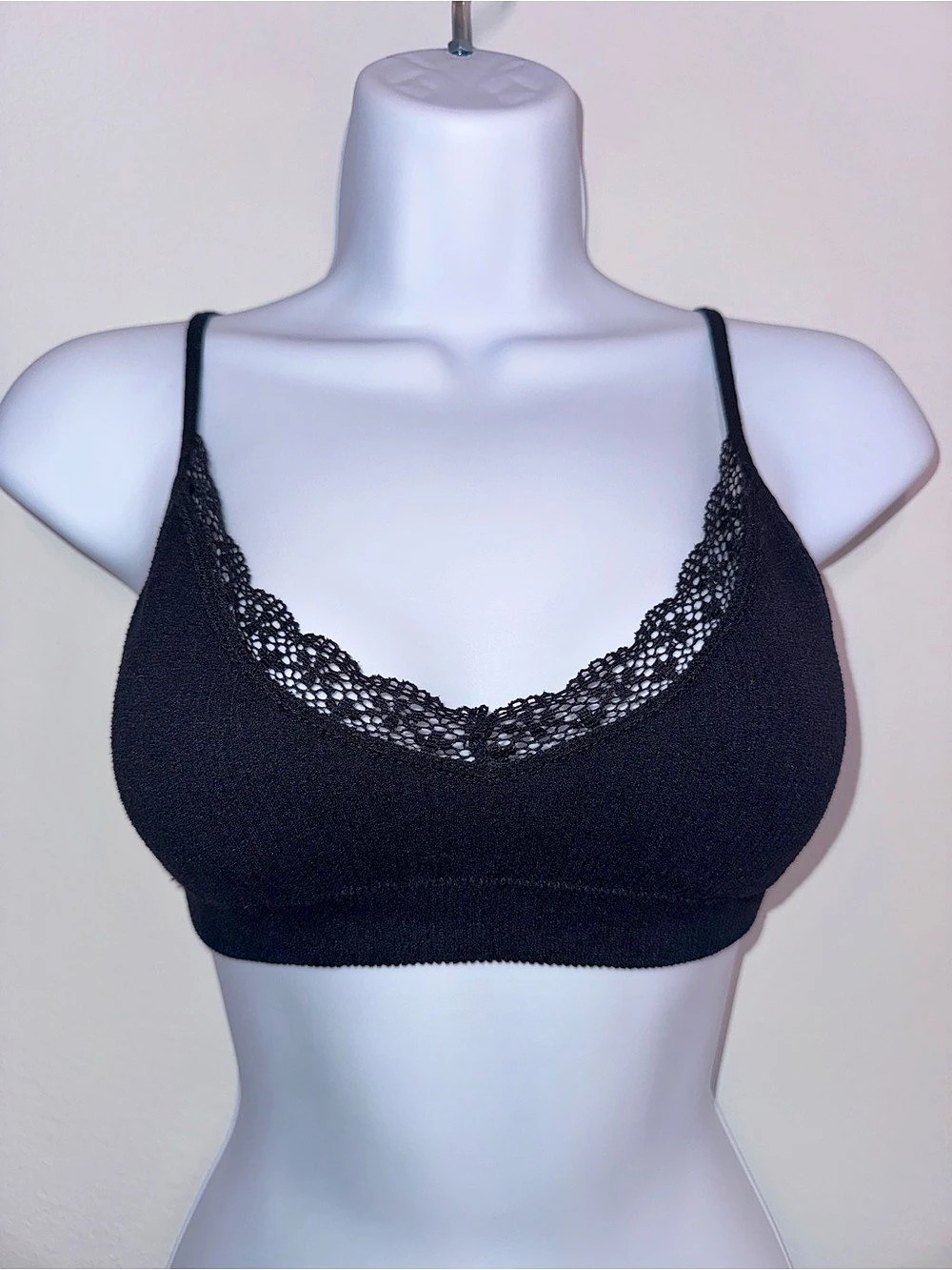 Seriously Soft Black Lace Trim Bralette